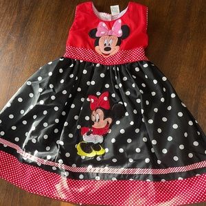 Handmade Minnie Mouse size 4T stitched black & red polka dress NEW
